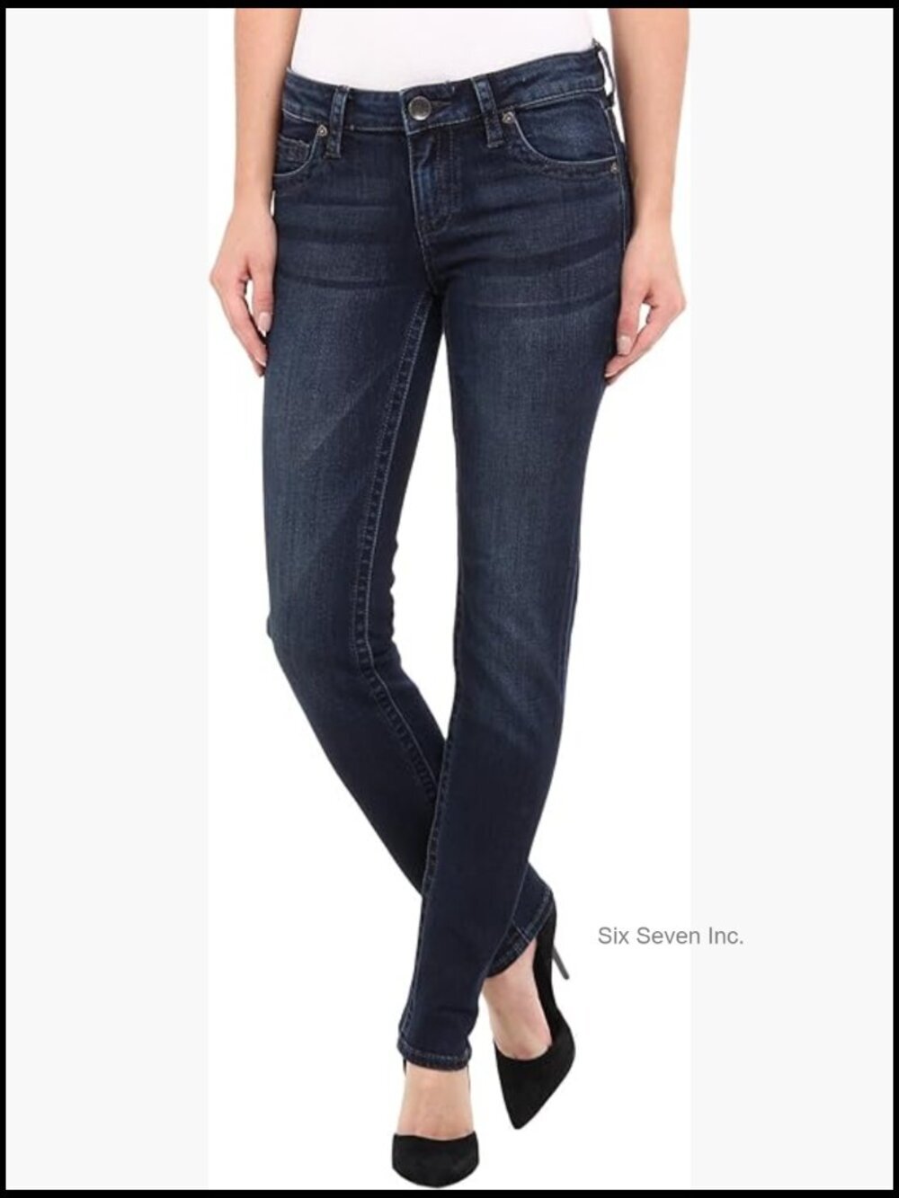 Straight Leg Jeans with Stretch Denim Belt Loop Waistband